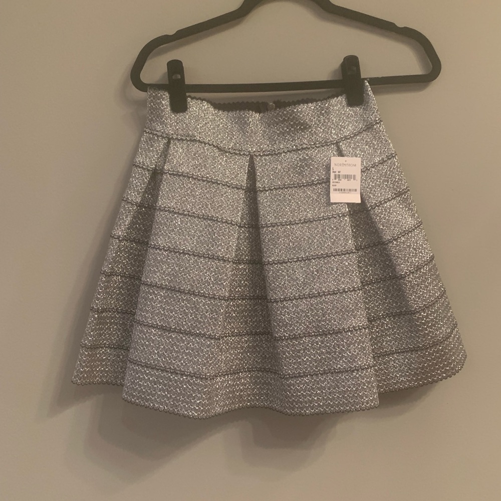 Silver stretch fit and flare skirt